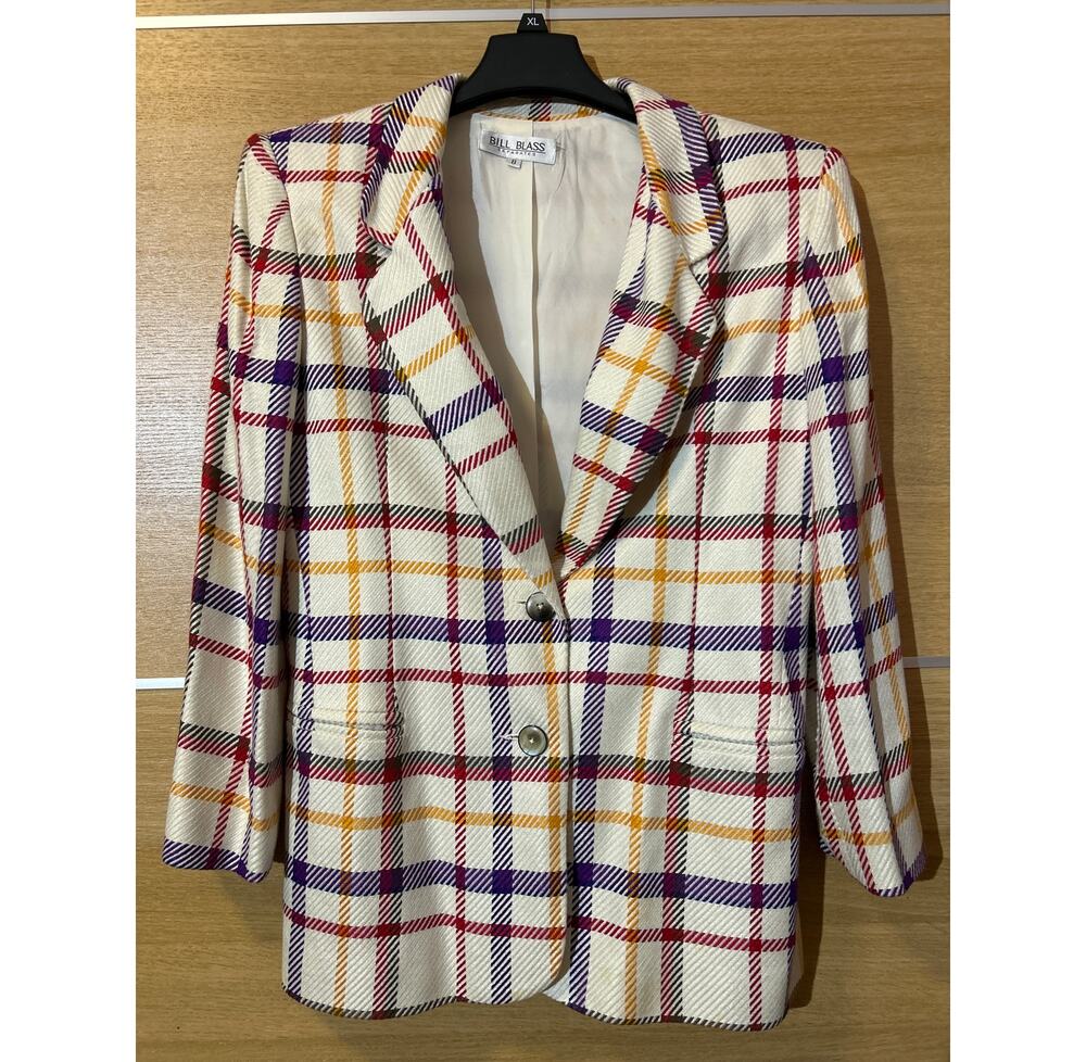 Vintage Bill Blass Separates Blazer Womens Sz 8 Colorful Plaid pattern Rayon